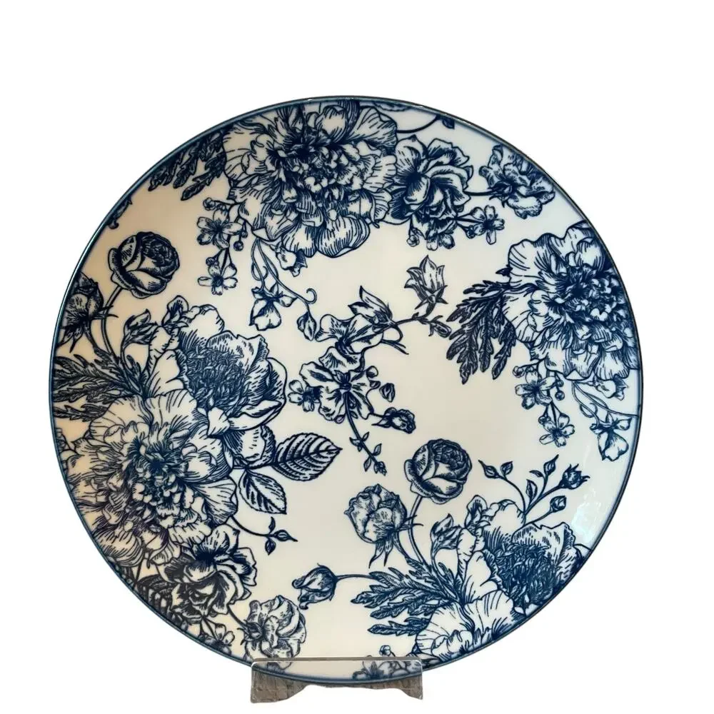 4pc Godinger English Garden Porcelain Salad Plates 7.5in Blue & White Floral